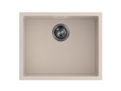 Pure.Sink Eternal Quartz Beige Spülbecken 50 x 40 cm, Unterbau- und Aufsatzmodell mit Abflussstopfen in Gunmetal