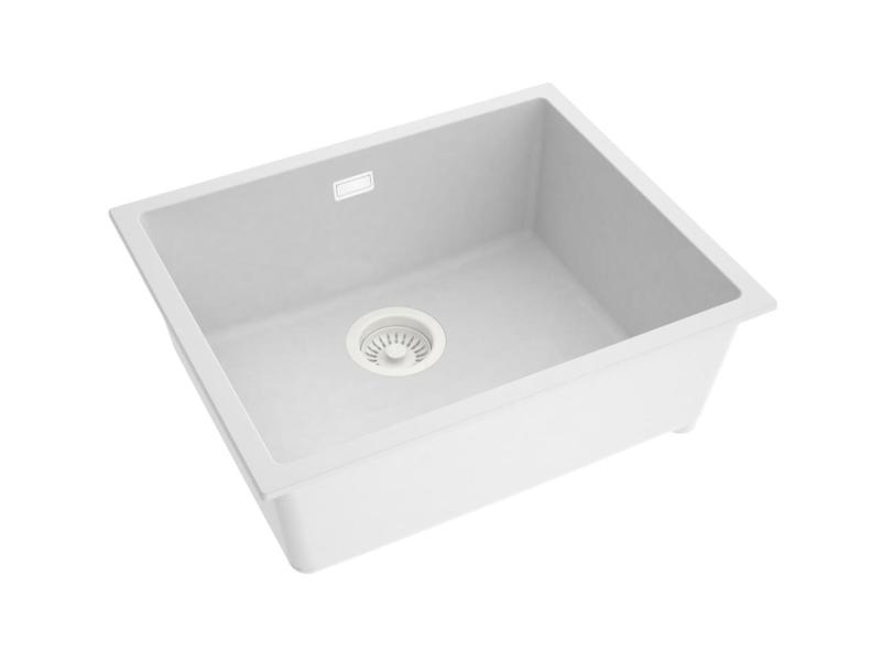 Pure.Sink Eternal Quartz-Spülbecken, weiß, 50 x 40 cm, für Unterputz- und Aufputzmontage, mit weißem Stöpsel
