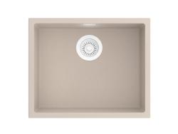 Pure.Sink Eternal Quartz Beige Spülbecken 50 x 40 cm, für Unterputz- und Aufputzmontage, mit weißem Abflussstopfen