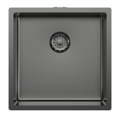 Pure.Sink Comfort PVD-beschichtetes Spülbecken in Gunmetal, 40 x 40 cm, 10 mm Radius, für Unterbau, Flachbau und Aufsatzmontage, PCM4040-61