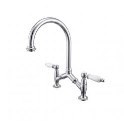 PB classic Nostalgischer klassischer Küchenarmatur aus Chrom mit variablem Achsabstand, 2-Loch-Montage, 18–25 cm, 1208972853
