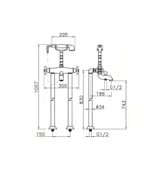 Huber Croisette Thermostat-Wannenbatterie für die Bodenmontage Chrom CST3901021