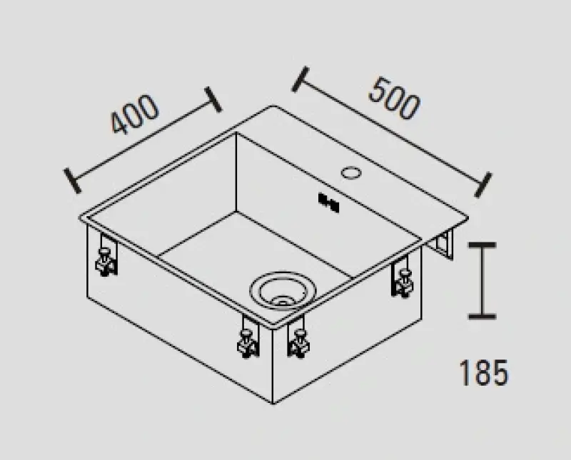ABK Baronga Edelstahlspüle 54x53cm mit Hahnlochbank, flächenbündig BAR50FKVI
