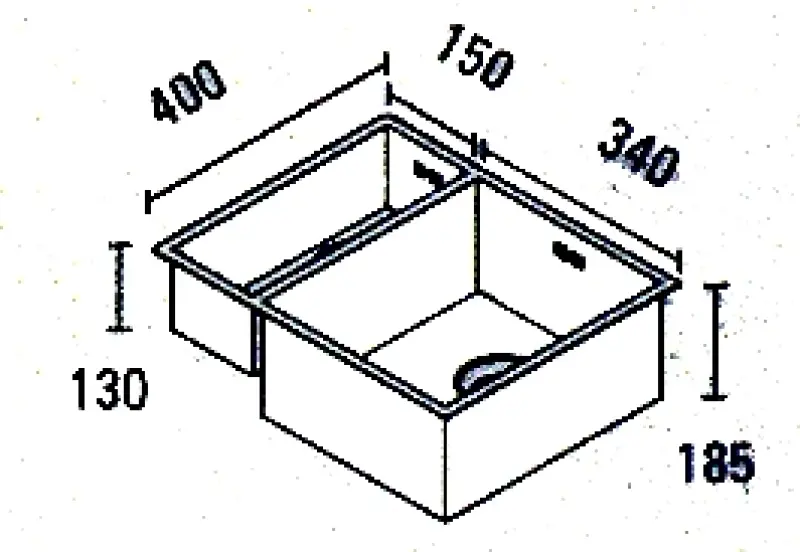 ABK Baronga anderthalb 1,5 Edelstahlspüle 15x40+34x40cm Unterbau BAR1534F