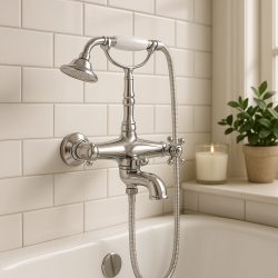 Huber Victorian Thermostatic Wannenbatterie mit Handbrause Chrom VTT3301021