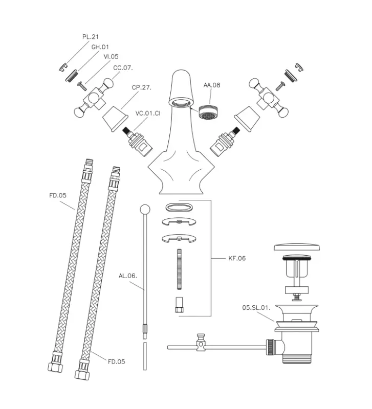 Huber Victorian Classic Waschtischarmatur Chrom VT00051021