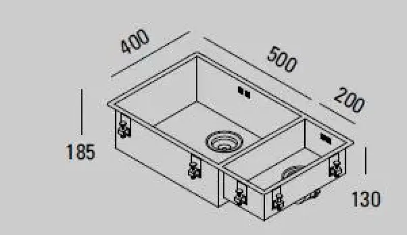 ABK Bingara große anderthalb 1,5 Edelstahlspüle 50x40+20x40 cm Unterbau, flächenbündig und aufliegend BIN5020FVI