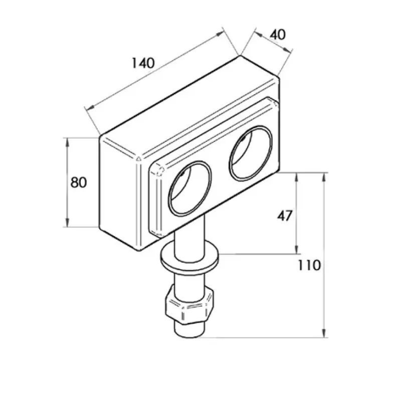 Steckdose für Kücheninsel mit 2 Steckdosen, Erdung Typ F